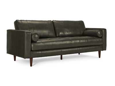 Bari Leather Sofa - Charcoal