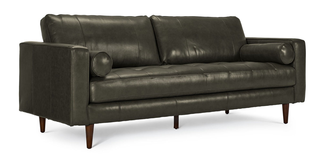 Bari Leather Sofa - Charcoal