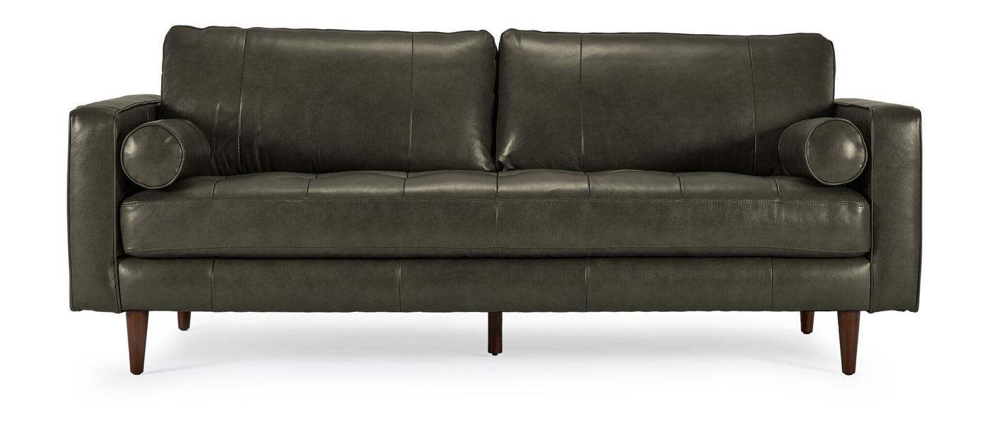 Bari Leather Sofa - Charcoal