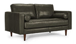Bari Leather Sofa, Loveseat and Chair Set - Charcoal