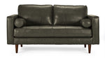 Bari Leather Loveseat - Charcoal