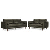 Bari Leather Sofa and Loveseat Set - Charcoal