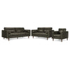 Bari Leather Sofa, Loveseat and Chair Set - Charcoal