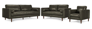 Bari Leather Sofa, Loveseat and Chair Set - Charcoal