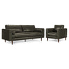 Bari Leather Sofa and Chair Set - Charcoal