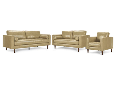 Bari Leather Sofa, Loveseat and Chair Set - Stone
