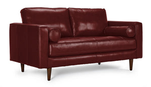 Bari Leather Loveseat - Fire