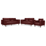 Bari Leather Sofa, Loveseat and Chair Set - Fire