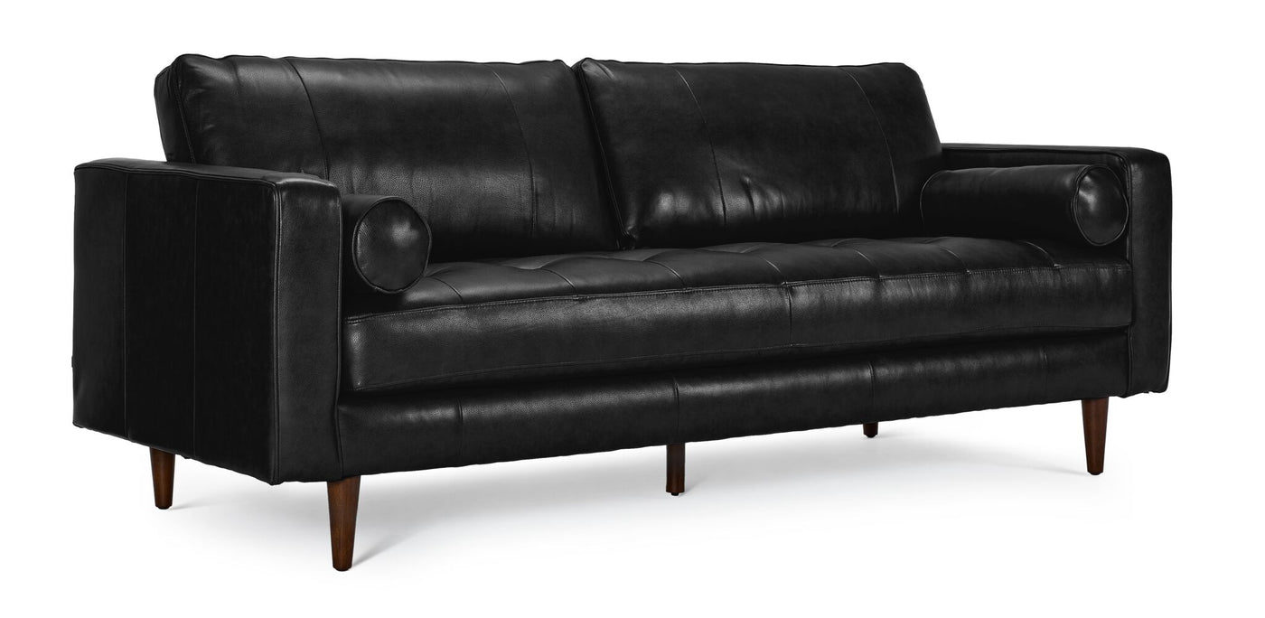 Bari Leather Sofa and Loveseat Set - Black