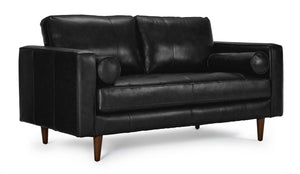 Bari Leather Loveseat - Black