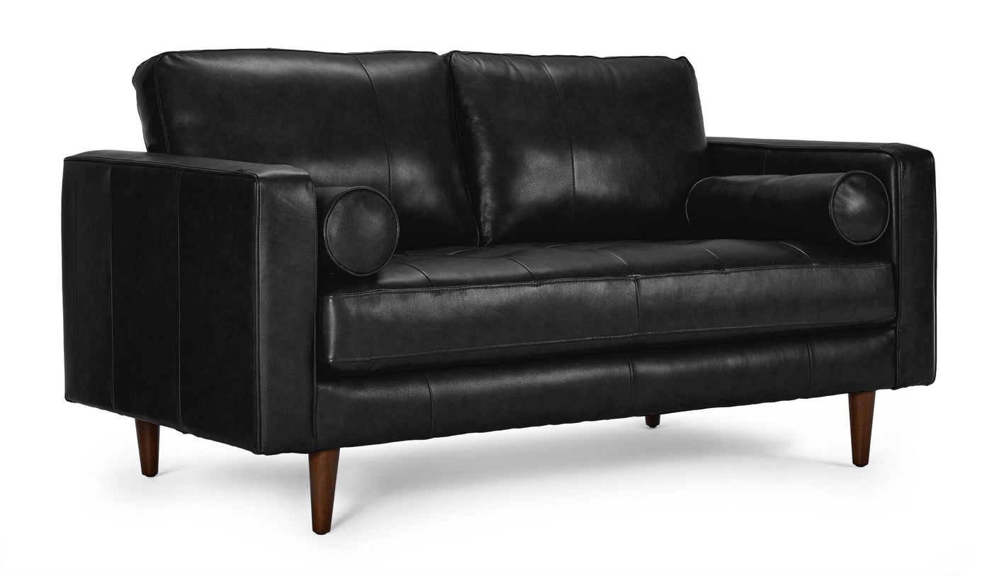 Bari Leather Sofa and Loveseat Set - Black