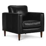Bari Leather Sofa and Chair Set - Black