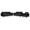 Bari Leather Sofa, Loveseat and Chair Set - Black