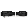 Bari Leather Sofa and Loveseat Set - Black