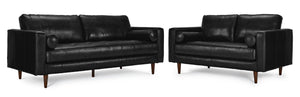 Bari Leather Sofa and Loveseat Set - Black