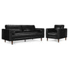 Bari Leather Sofa and Chair Set - Black