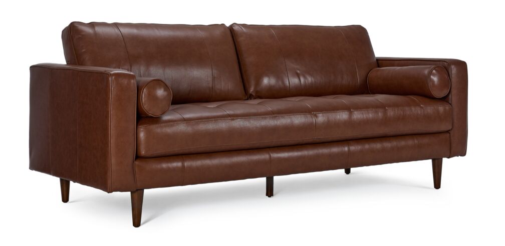 Bari Leather Sofa and Chair Set - Cobblestone
