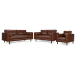 Bari Leather Sofa, Loveseat and Chair Set - Cobblestone