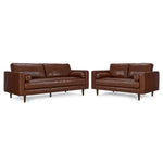 Bari Leather Sofa and Loveseat Set - Cobblestone