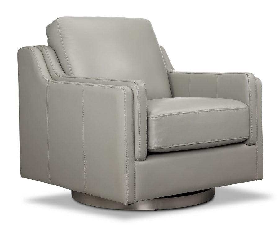 Bella Leather Swivel Chair - Grey