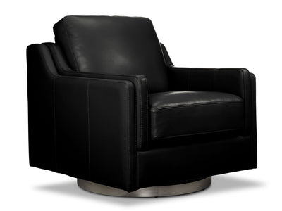 Bella Leather Swivel Chair - Black