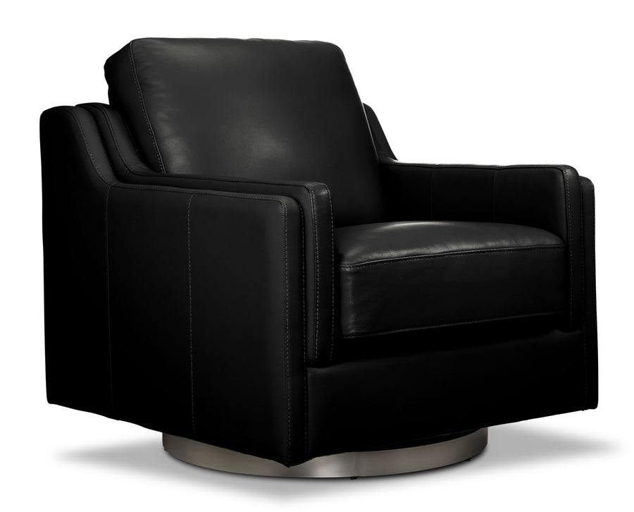 Bella Leather Swivel Chair - Black