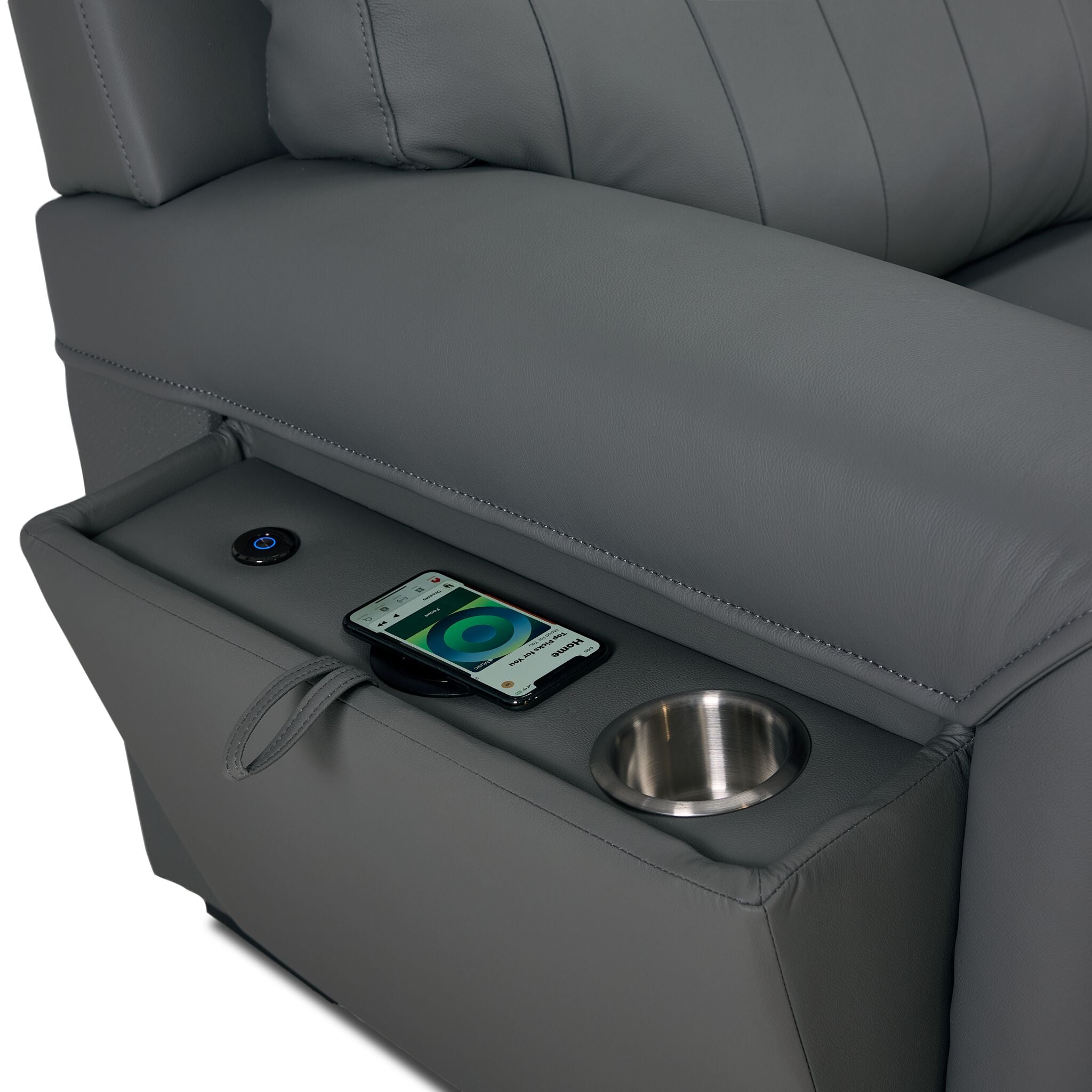 Benevento Leather Sofa - Steel