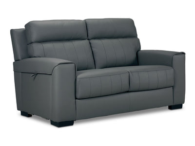 Benevento Leather Loveseat - Steel