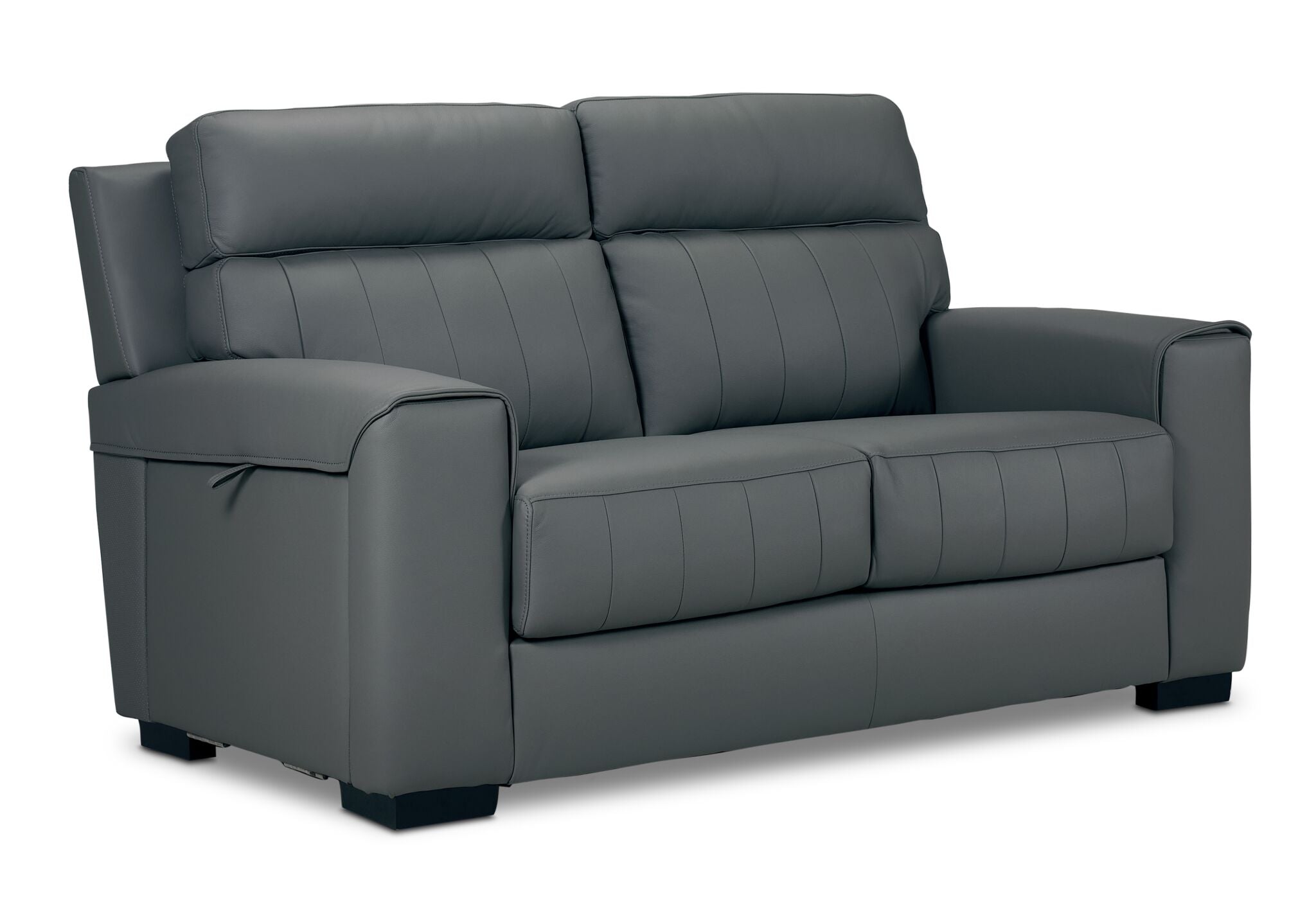 Benevento Leather Sofa, Loveseat and Chair Set - Steel
