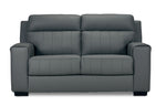 Benevento Leather Loveseat - Steel