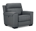 Benevento Leather Sofa, Loveseat and Chair Set - Steel