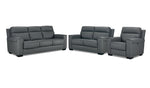 Benevento Leather Sofa, Loveseat and Chair Set - Steel
