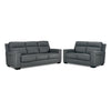 Benevento Leather Sofa and Loveseat - Steel