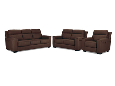 Benevento Leather Sofa, Loveseat and Chair - Mocha