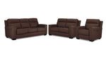 Benevento Leather Sofa, Loveseat and Chair Set - Mocha