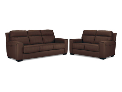 Benevento Leather Sofa and Loveseat - Mocha