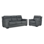 Benevento Leather Sofa and Chair - Steel