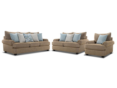 Beverly Sofa, Loveseat and Chair and a Half Set - Hightec Umber
