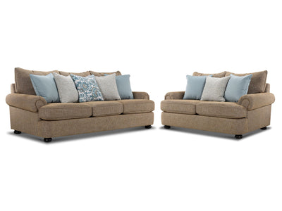 Beverly Sofa and Loveseat Set - Hightec Umber