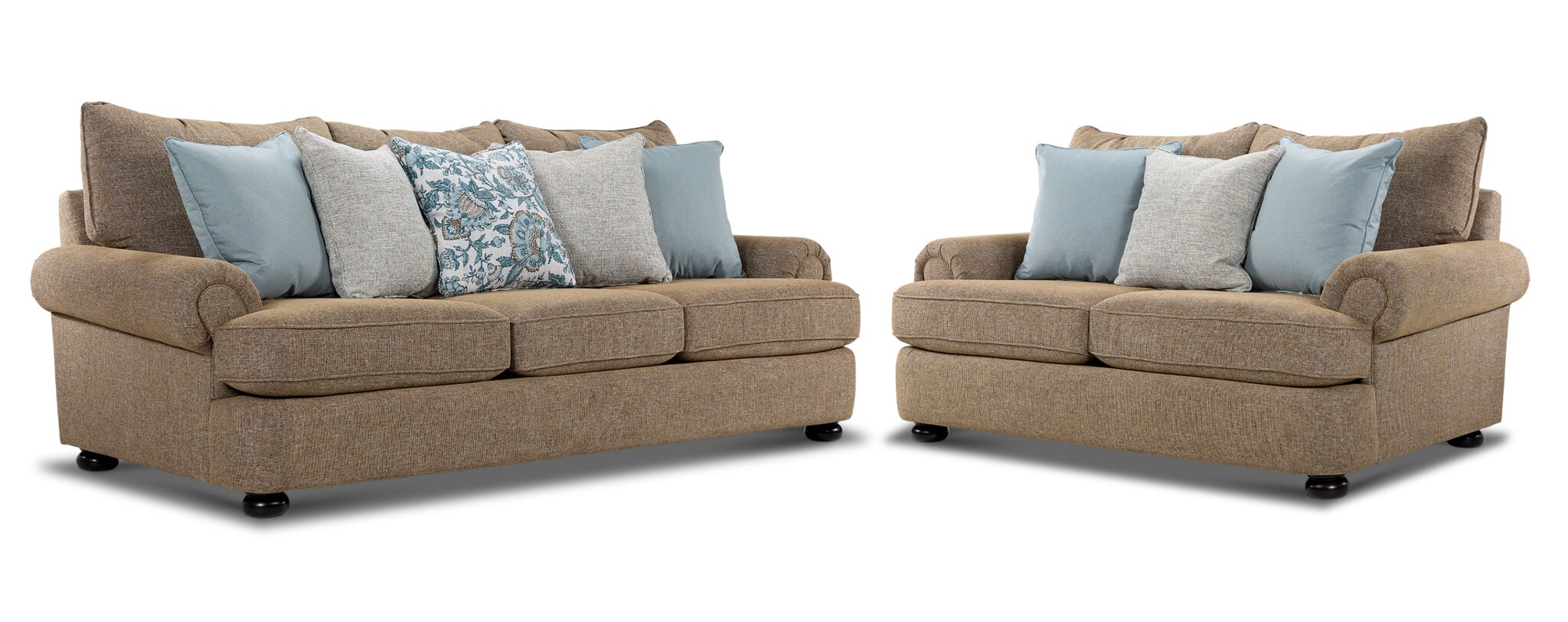 Beverly Sofa and Loveseat Set - Hightec Umber