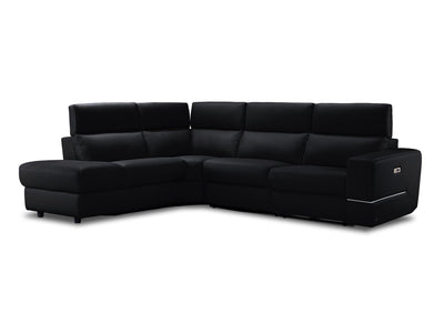 Bianca 3-Piece Power Sectional with Left Facing Chaise - Black