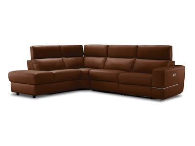 Bianca 3-Piece Power Sectional with Left Facing Chaise - Cognac