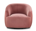 Blaire Swivel Accent Chair - Blush front view with a rounded silhouette, deep cushioned seat and velvet upholstery