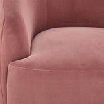 Close-up of the Blaire Swivel Accent Chair - Blush showing the soft velvet upholstery and cushioned seat detail