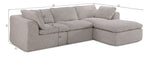 Bliss Modular 3-Piece Sectional with Ottoman - Beige