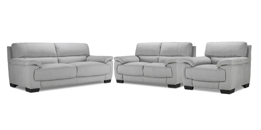 Brody Sofa, Loveseat and Chair Set - Silver Grey