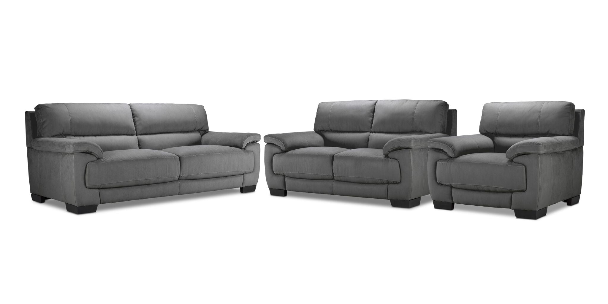 Brody Sofa, Loveseat and Chair Set - Dark Grey