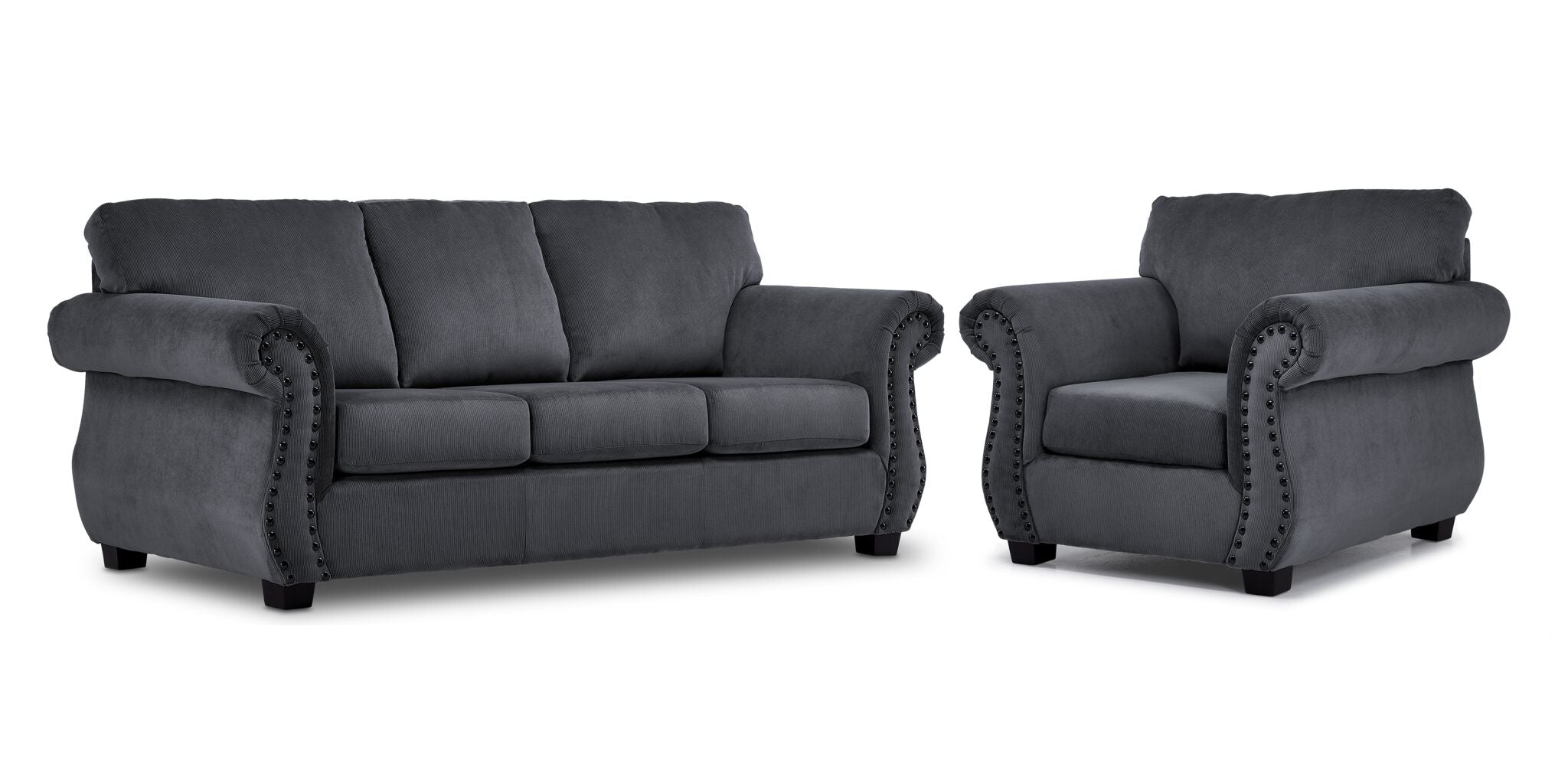 Brooklyn Sofa and Chair Set - Grey