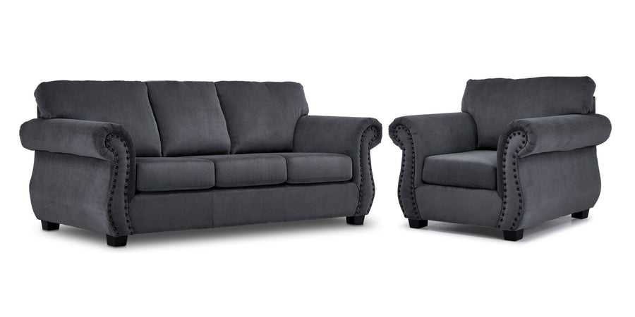 Brooklyn Sofa and Chair Set - Grey