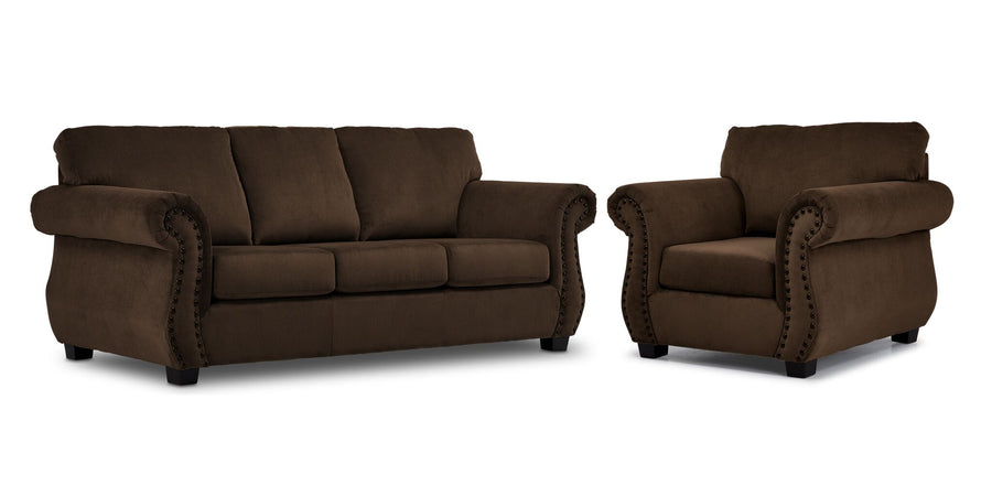 Brooklyn Sofa and Chair Set - Brown
